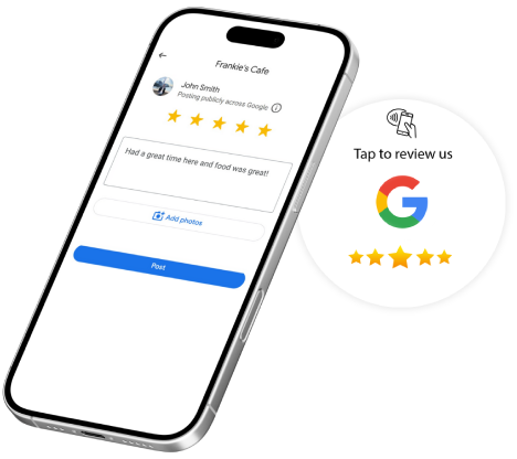 Tap your phone to review on Google!